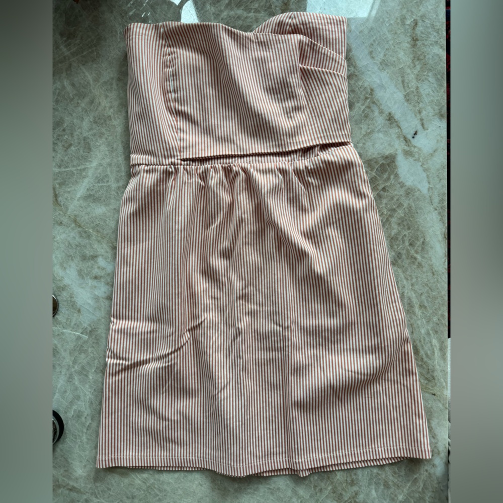 Judith March Strapless Dress in Orange and White Stripes